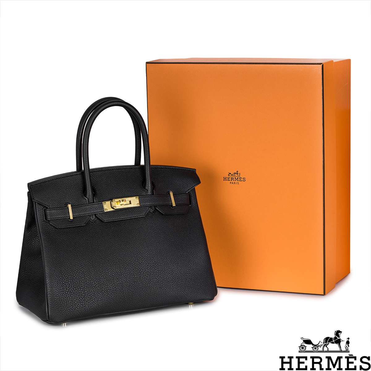 Hermes Birkin 30 Noir Black Togo Rose Gold Hardware #D - Vendome